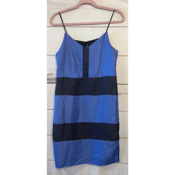 rag & bone new york size 2 sleeveless spaghetti straps polka dot blue black silk - Picture 7 of 7